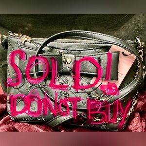 Juicy Couture Black Embossed Bow Crossbody Bag